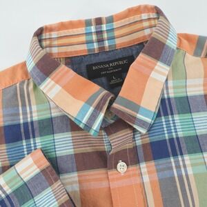 Banana Republic Mens Soft Wash Slim Fit Plaid Button Down Shirt,‎ L